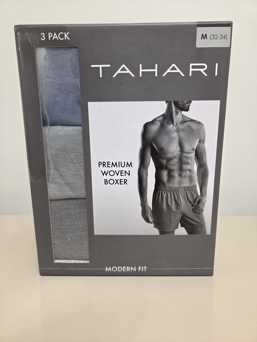 Tahari 3-Pack Woven Boxers in Blue and Gray Tones Size Medium